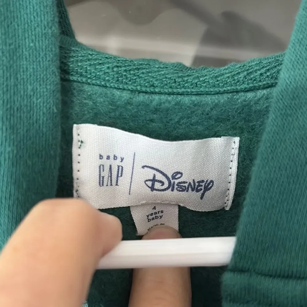 NWOT DISNEY Baby GAP Green Mickey Hooded Sweatshirt with Cartoon Graphics Size 4